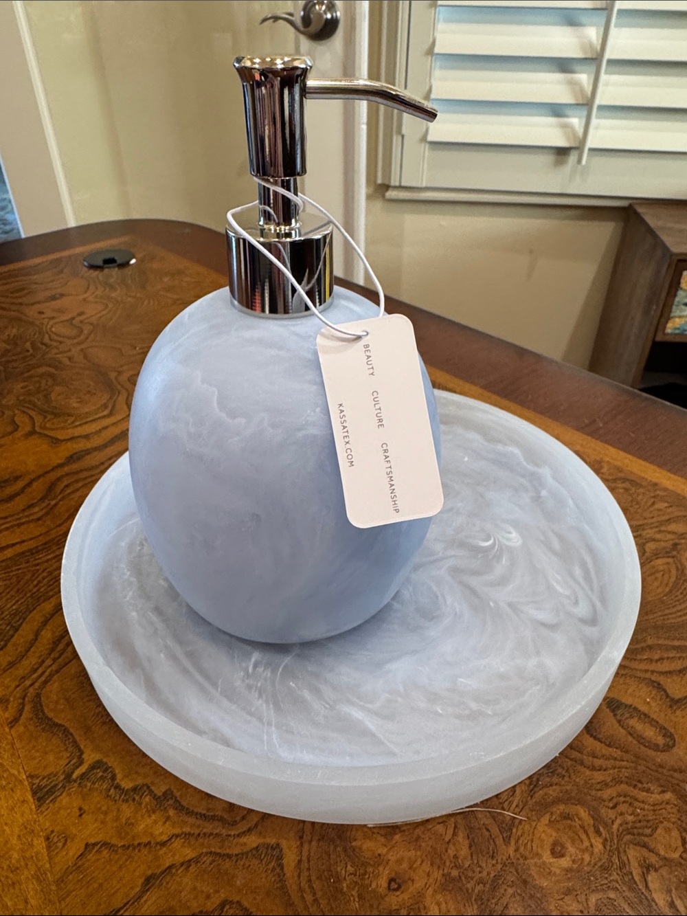 Anthropologie Luna Bath Tray & Soap Dispenser